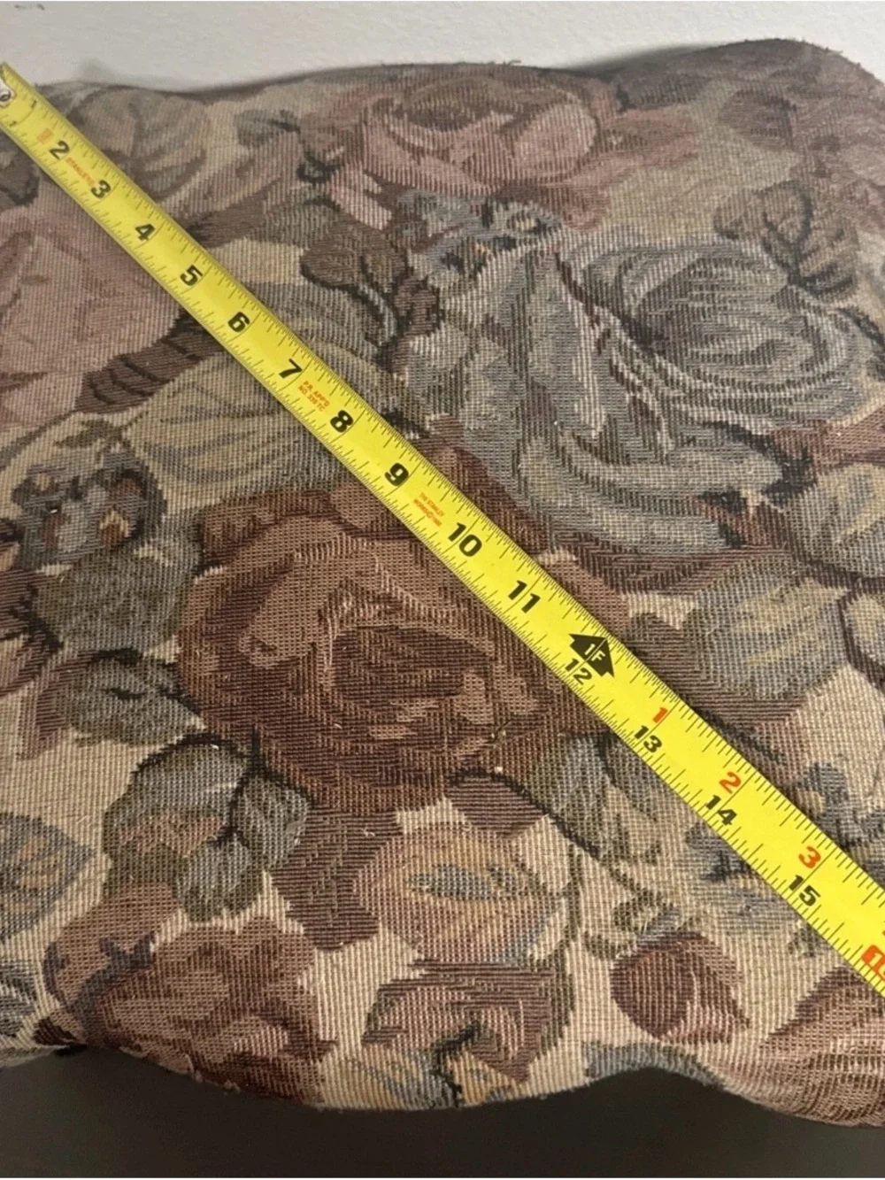 Vintage Cast Iron Footstool With Floral Print Upholstery Ornate Claw Leg 13x13